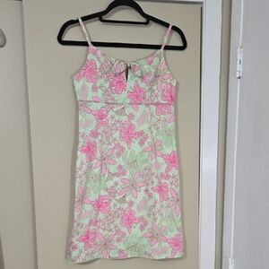 Lilly Pulitzer White Label Pink and Green Floral Mini Dress Size 4
